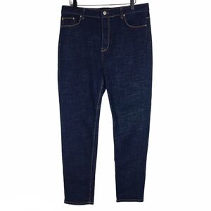 TREX Jeans High Rise Dark Wash Elastic Waist Stretch Denim Size 3/4 Ankle Crop